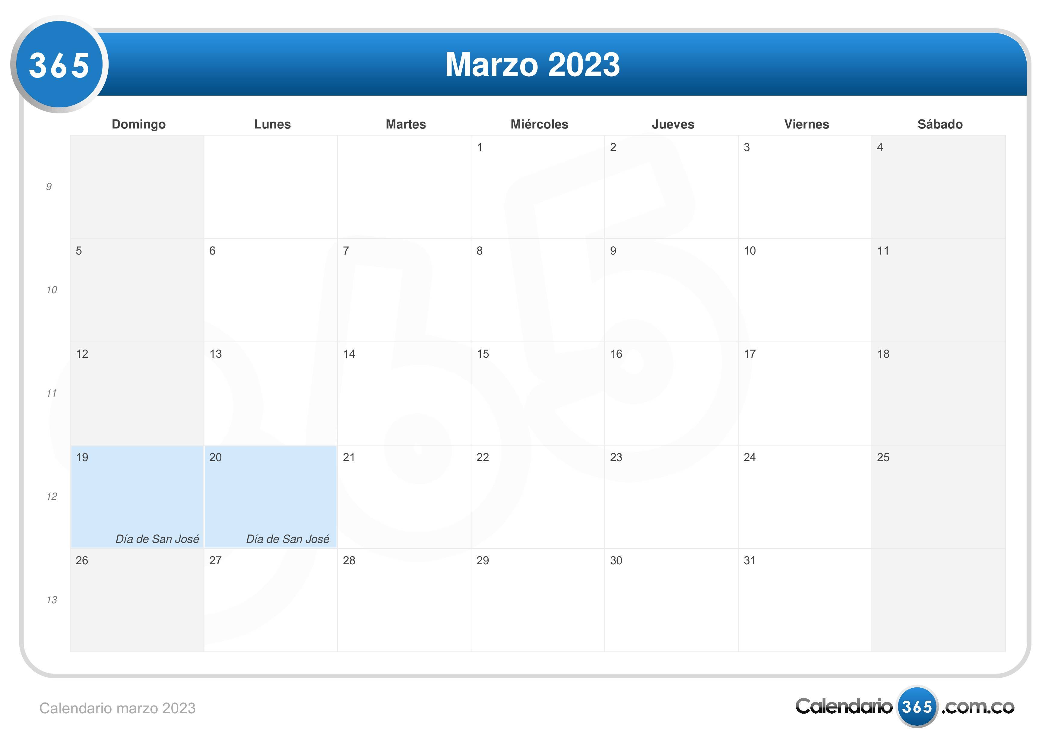 Mes De Marzo Calendario Calendario marzo 2023