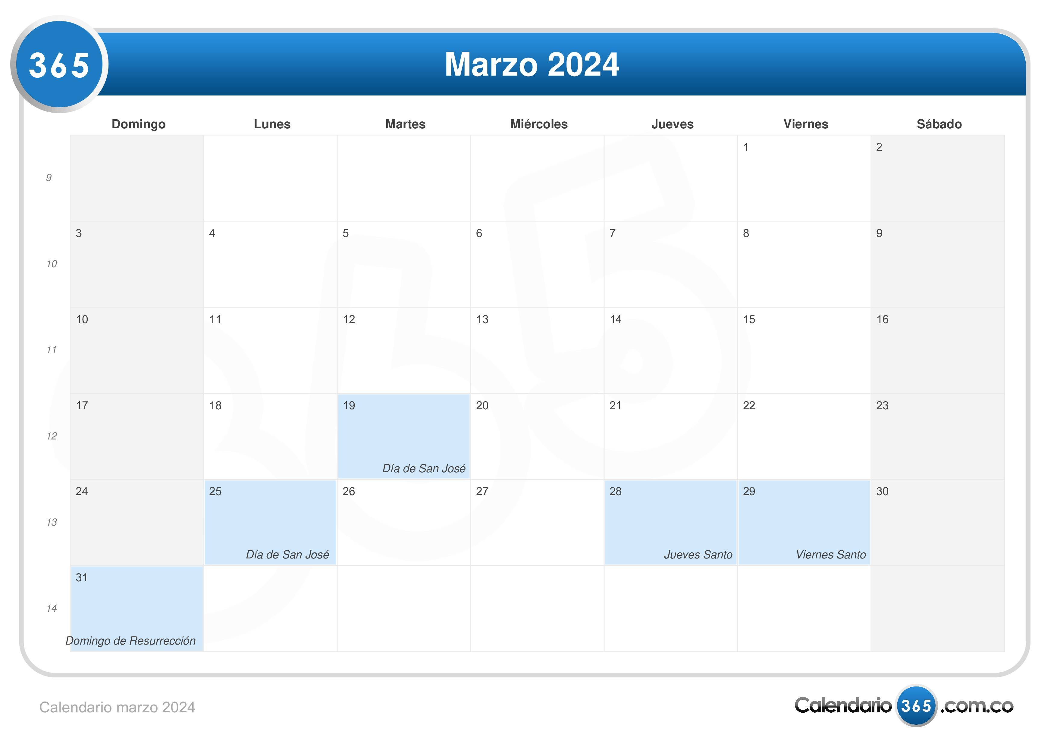 Calendario 2024 Colombia Festivos